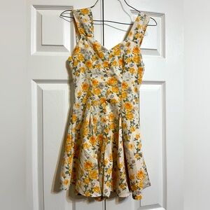 Floral, Orange and White Dress, Sleeveless